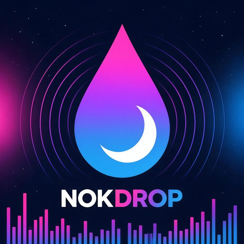Gota da NokDrop com ondas de som e equalizador